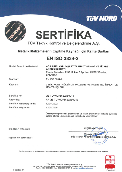 ISO 3834 Sertifikası